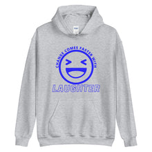 Load image into Gallery viewer, Change Comes Faster With Laughter Hoodie (BLUE LOGO)

